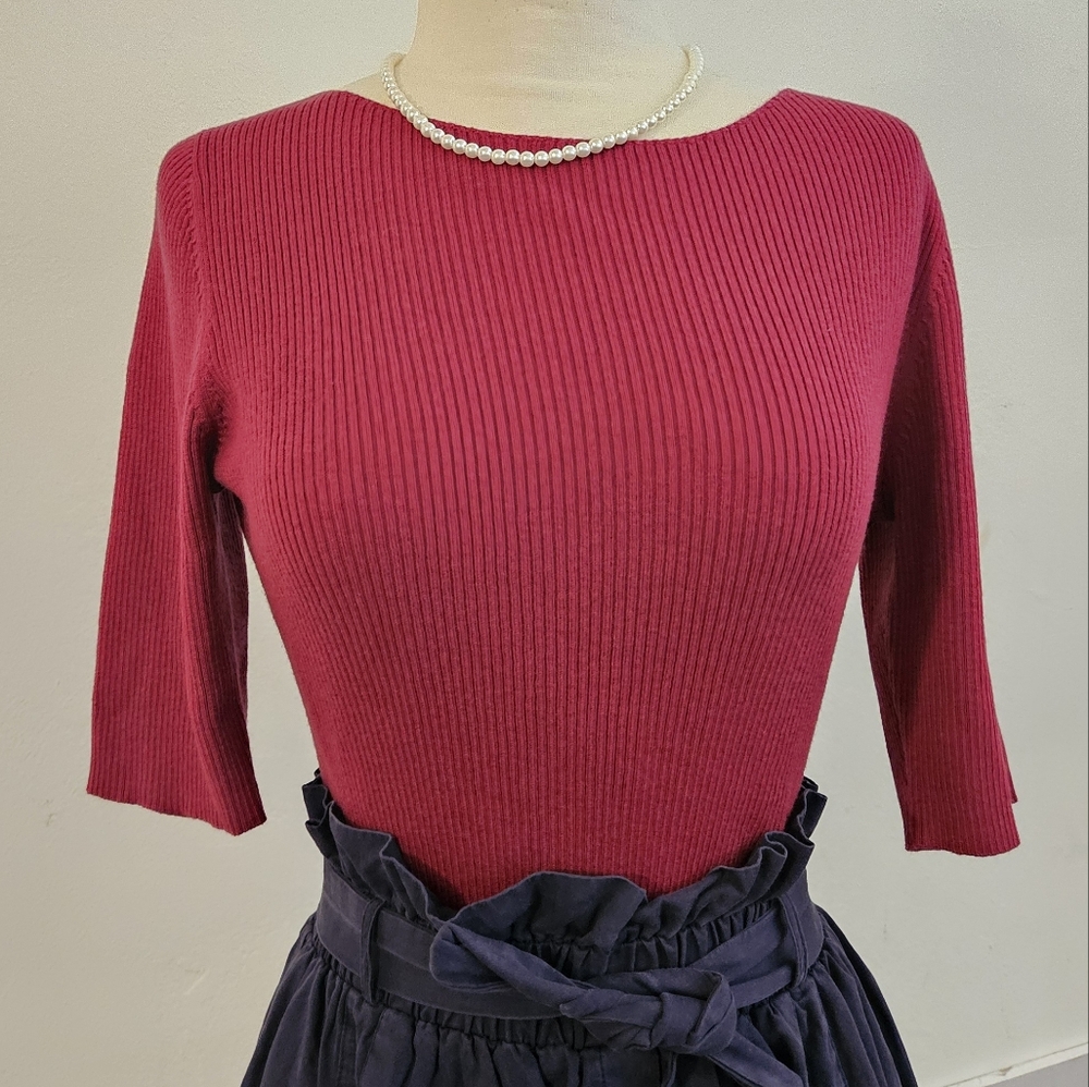LA MAILLE SEZANE Paris Wool Low Back Red Bodysuit XXL